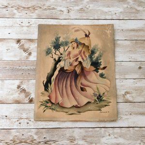 Antique 1943 Bernard Print - Victorian Lady - Scarlette O'Hara